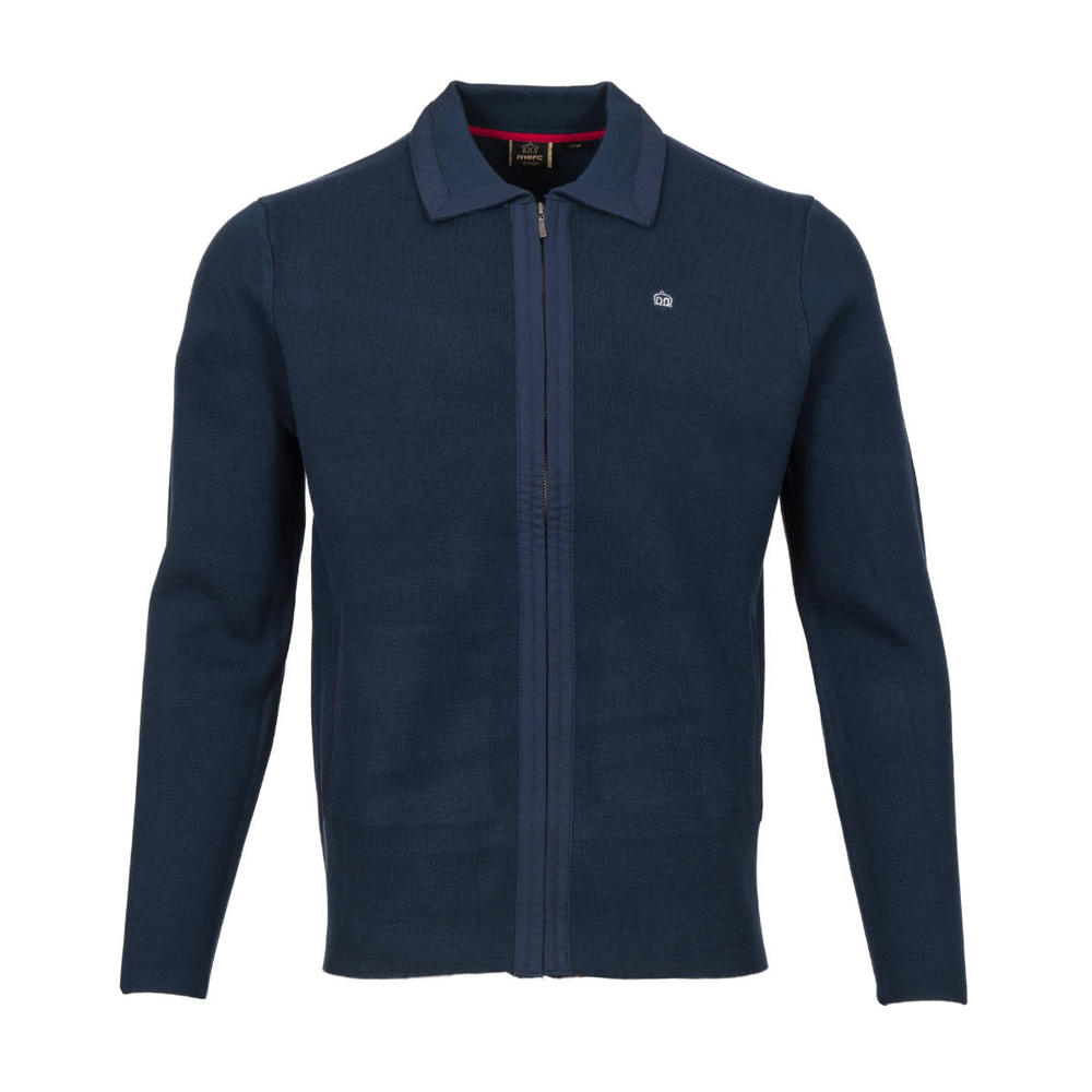 Merc London Heavy Knit Zip Up Work Jacket Navy Blue Adaptor Clothing